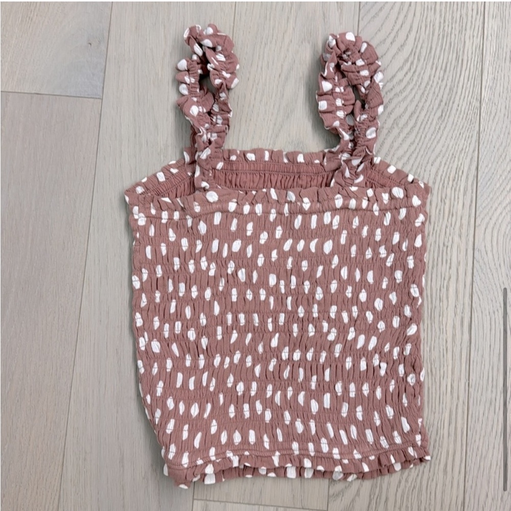 Abercrombie All-Over Smocked Wide Strap Cami, Dusty Pink Dot, XS - Picture 5 of 8